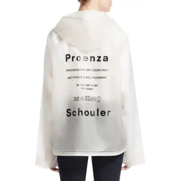 PROENZA SCHOULER Pocket Detail Rain Jacket Snap Clear Hooded Coat One Size OS - Picture 1 of 14